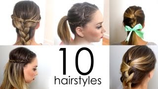 10 Quick amp Easy Everyday Hairstyles in 5 minutes [upl. by Arahsit741]