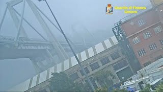 New video of Genoa bridge collapse released by Italian police [upl. by Ecitsuj]