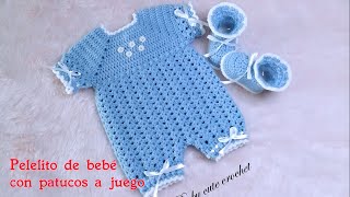 Pelelito ranita de bebé a crochet baby romper with booties [upl. by Anirat]