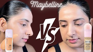 Comparison video  Maybelline Lumi Matte foundation vs Maybelline 4 in 1 Glow Foundation [upl. by Refinnej418]