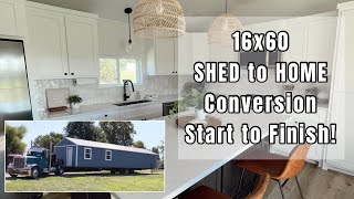 SHED to HOME Conversion  16x60 Shed 2BR 2BA Start to Finish shedtohouse shedtohome [upl. by Rhetta]