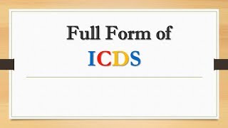 Full Form of ICDS  Did You Know [upl. by Renee]