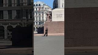 🇱🇻 Riga Latvia  Guards at the Freedom Monument travel riga latvia guards freedom monument [upl. by Schubert]