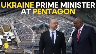 US Secretary of Defense Lloyd Austin welcomes Ukraine PM Denys Shmyhal to the Pentagon  WION Live [upl. by Nara]