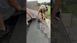 Shingle installation diy shorts youtubeshorts roofing howto [upl. by Orit]