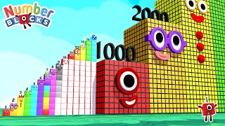 Numberblocks Comparison 1 to 10 15 vs 1000 10000 15000 Numberblocks Standing Tall [upl. by Ingles]