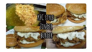 KFC style zinger burger recipeCrispy zinger burger recipeCrunchy zinger burger recipe [upl. by Hawger]