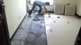 Floor Tile Installation Polished Porcelain 60x60cm [upl. by Aulea]