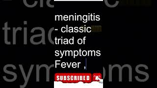 Meningitis  Classic triad of symptoms [upl. by Autrey]