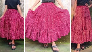 Gypsy skirt tutorial  tiered skirt tutorial  DIY gypsy long skirt  Duastyles [upl. by Anuahsed48]