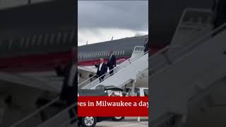 Trump Arrives in Milwaukee For RNC After Rally Shooting donaldtrump trump biden Donald Joe Biden [upl. by Namya224]