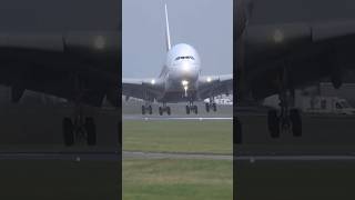 Stunning Emirates landing shorts emiratesa380 aviation planes [upl. by Eirena]