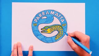 How to draw Parramatta Eels Logo National Rugby League [upl. by Nimzaj962]