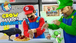 MARIO BROS FIX UP OLD BALDIS BASICS SCHOOL Crow vs Crowbar FUNnel Family Skit Vision [upl. by Gaelan140]