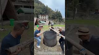 Put A Big Iron Barrel Into The Pit For Roasting Whole Lamb [upl. by Leffen263]