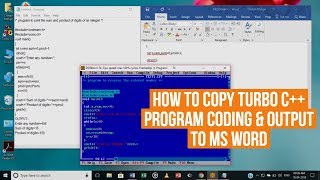 How to Copy Turbo C or Turbo C Program coding and Output to Ms Word and Notepad [upl. by Ahsaeit190]