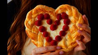 Super Sweet amp Baked With Love Mothers Day Heart Pastry With Vanilla Pudding amp Raspberries [upl. by Ensoll31]