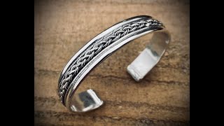 Sterling silver braided rope cuff bracelet  Flatwearable Artisan Jewelry [upl. by Burrell]