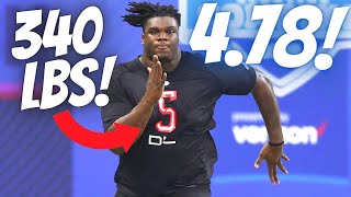 478 40 YARD DASH AT 340 LBS JORDAN DAVIS NFL COMBINE 2022 [upl. by Elnar]