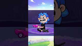 Pink Car vs Black Bike Awesome Race 🌈🏁 cartoon song [upl. by Yttel]