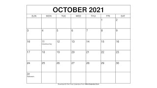 Printable October 2021 Calendar Templates with Holidays  Wiki Calendar [upl. by Dnumde]