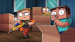 Minecraft  NERF BOX FORT HIDE AND SEEK CHALLENGE Nerf War Mod [upl. by Alya107]