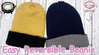 Easy Reversible Beanie 48 Pin Sentro Addi Circular Needle Knitting Machine [upl. by Brade]