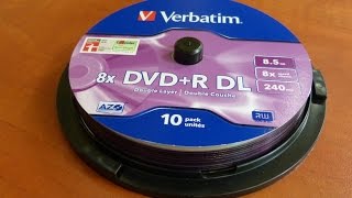 Verbatim DVDR DL Unboxing 85GB [upl. by Odnam]