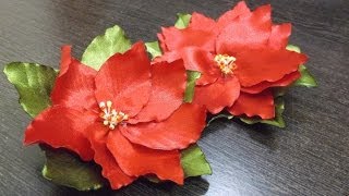 DIY Satin Ribbon Poinsettia Flower Tutorial  MyInDulzens [upl. by Llennahs]