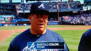 Mets Fans Thunderous Ovation For Returning Barolo Colon Opening Day 2017 [upl. by Addie855]