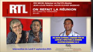 Docteur David APPADOO  Les ENJEUX des REGIONALES 2015  RTL Réunion  07092015 [upl. by Eiba20]