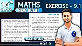 Class 10 Maths Chapter 9  Some Applications of Trigonometry  Exercise 91 Solutions [upl. by Vergne]