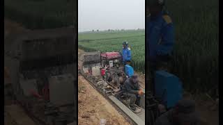 Concrete casting paving water irrigation canal for farming [upl. by Wendye]