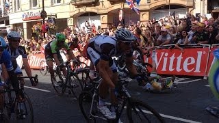 Horrific mark cavendish crash tour de France Harrogate sta [upl. by Nalo]