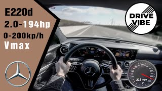 4k Mercedes Benz E220d 2020 194hp  POV 0100  0200kph Autobahn  Vmax  TopSpeed [upl. by Jillie]