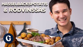 Filip Poons biff med hasselbackspotatis och rödvinssås [upl. by Eisyak648]