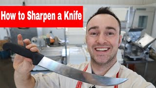 Butcher Knife How to Sharpen a Butcher Knife [upl. by Ybeloc751]