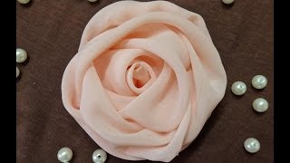 DIY chiffon rosefabric rose tutorialhow to make [upl. by Ahker]