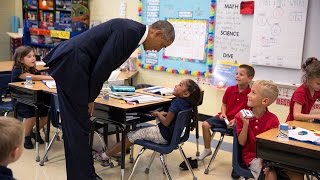 President Obama Talks with FirstGraders at Tinker Elementary School [upl. by Marbut]