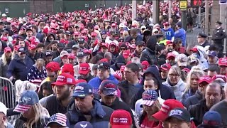 Trump supporters camp out overnight before Madison Square Garden rally  NBC New York [upl. by Trebmal]