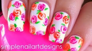 Neon Floral Nail Art Tutorial [upl. by Charleen447]