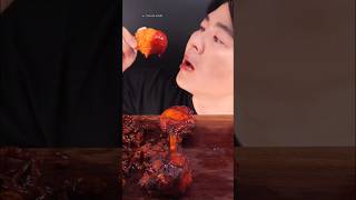 EATING SPICY BLACK BEAN NOODLES AND CRISPY FRIED SHRIMP 🦐🍤shorts mukbang blackbeannoodles [upl. by Abra]