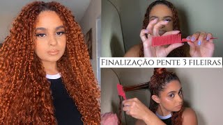 Finalizei meu cabelo com o pente 3 fileiras cachos finalização escova [upl. by Wesa]