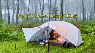 SOLO CAMPING HEAVY RAIN amp THUNDER STORM ‼ HEAVY RAIN IN COZY TENT  ASMR [upl. by Labors993]