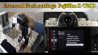 Flash settings Fujifilm XT200 How you can connect external flash infomorebox [upl. by Nare495]