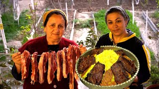 Step by Step Cooking Azerbaijani Pilaf with Beef Steak on the Mangal [upl. by Winton24]