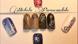 NAIL ART RICCIOLI E GHIRIGORI GEL PAINTING  linee sottili [upl. by Letnoj]