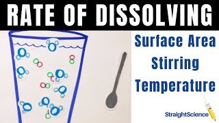 Rate of Dissolving  Increase the Rate  Surface Area  Stir  Temperature  Straight Science [upl. by Hguh]