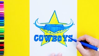 How to draw North Queensland Cowboys Logo National Rugby League [upl. by Gerhan]