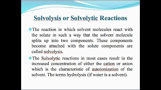 Solvolysis Solvation And Complex Formation Reactions In Non Aqueous Solvents UrduHindiEnglish [upl. by Leggat883]